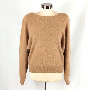 Rafaella Camel Scallop Neck Lambs Wool/Rabbit Hair Sweater
